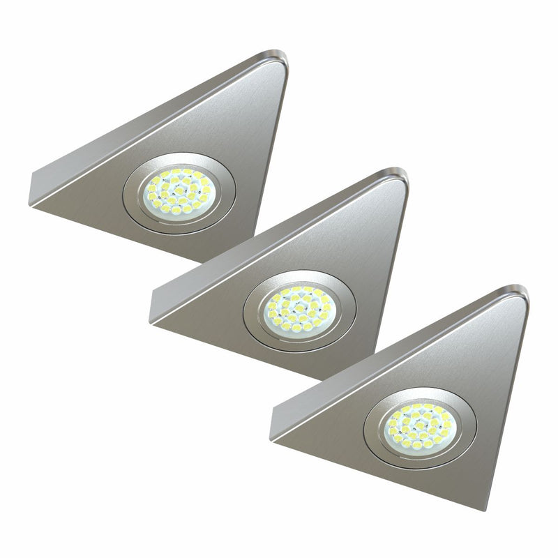 Pack of 3 Super-Slim High Power 1.8w LED Triangle Cabinet Lights With Driver