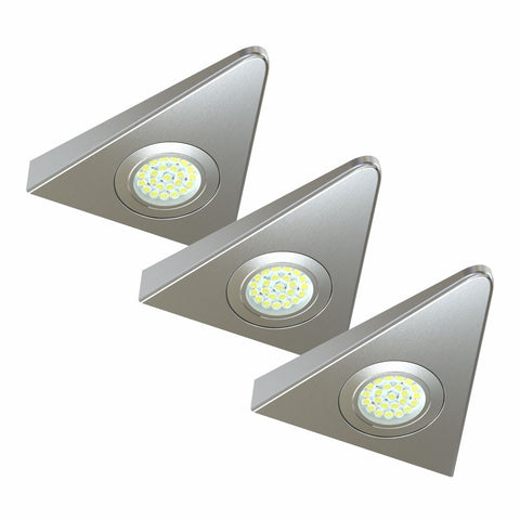 Pack of 3 Super-Slim High Power 1.8w LED Triangle Cabinet Lights With Driver