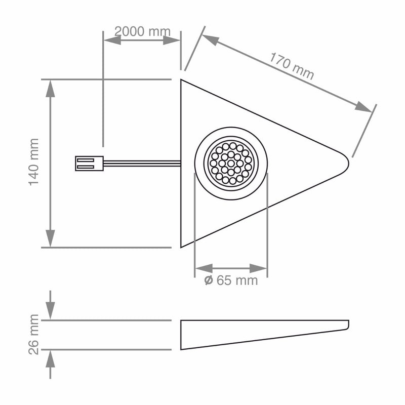 Super Slim High Power 1.8w LED Triangle Cabinet-Light Measurement