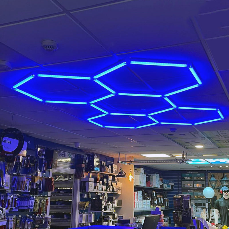24 LED tube lights in a hexagon design with blue LED colour