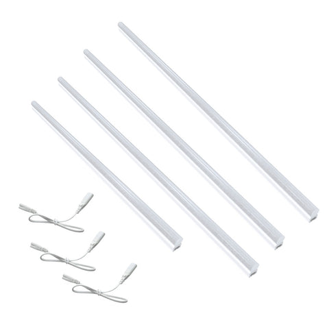 The kit includes three 1175mm and one 875mm T5 LED under-cabinet lights and three 500mm link cables.