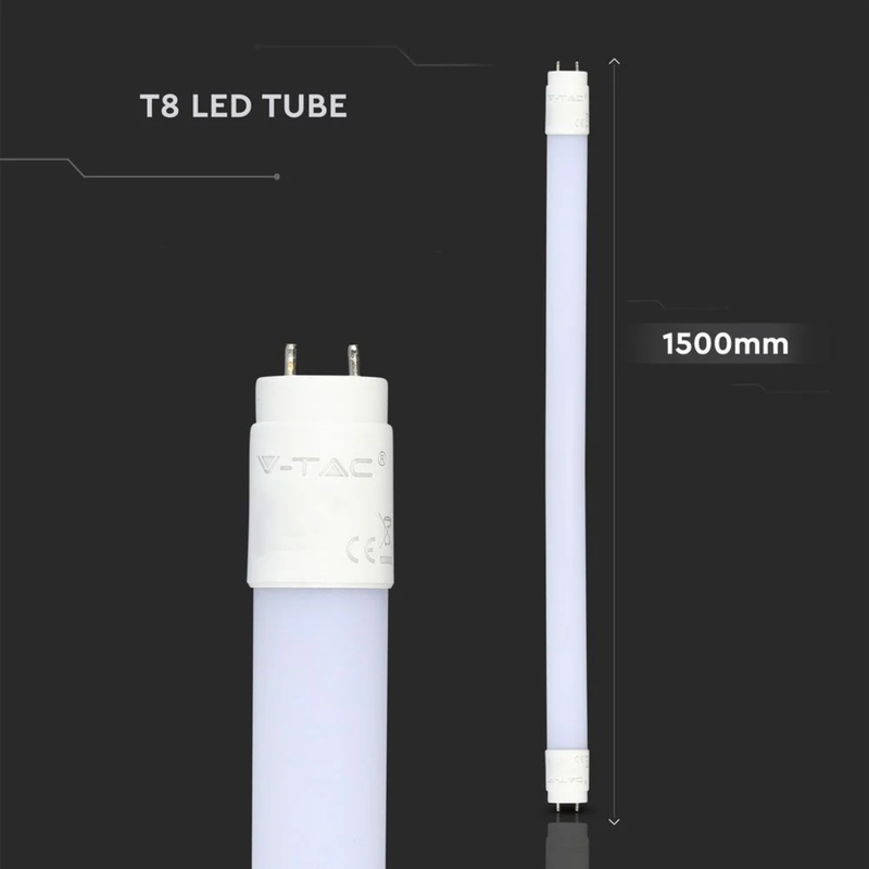 Infographics of a T8 LED tube with dimensions