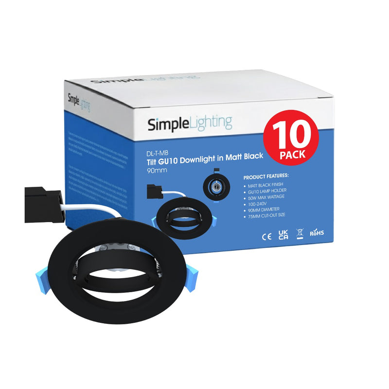 Pack of 10 Matt Tilt Downlights