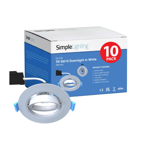 Pack of 10 White Tilt Downlights