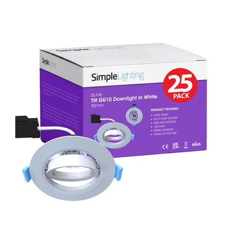 Pack of 25 White Tilt Downlights
