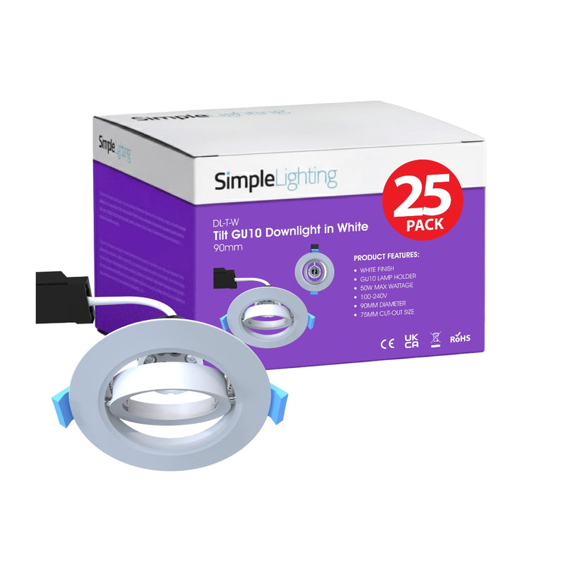 Pack of 25 White Tilt Downlights
