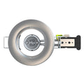 top view of a brushed chrome downlight
