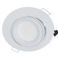 top view of a white tilt downlight