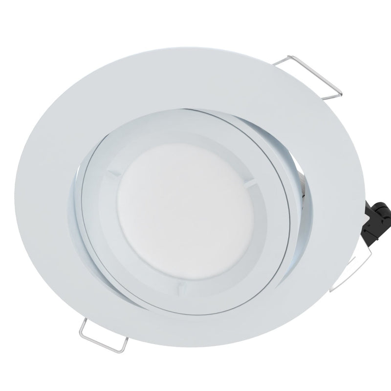 top view of a white tilt downlight
