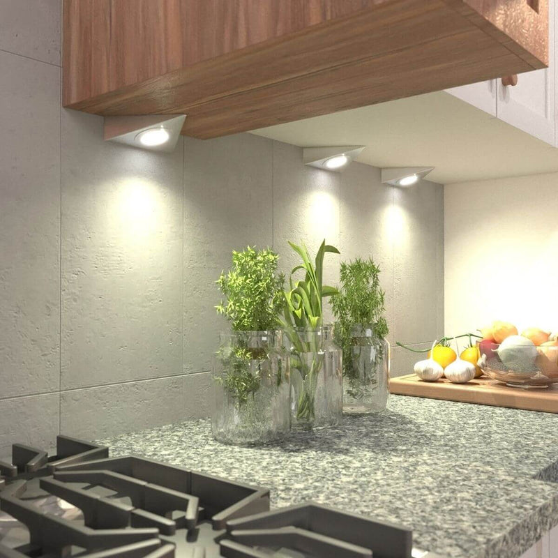 Pack of 5, Triangle, LED Under Cabinet or Shelf Lights - Including Transformer