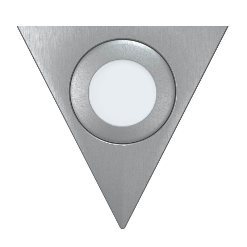 Top shot of a triangle under cabinet light in a brushed chrome finish