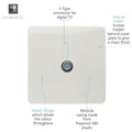 single TV socket in white with details