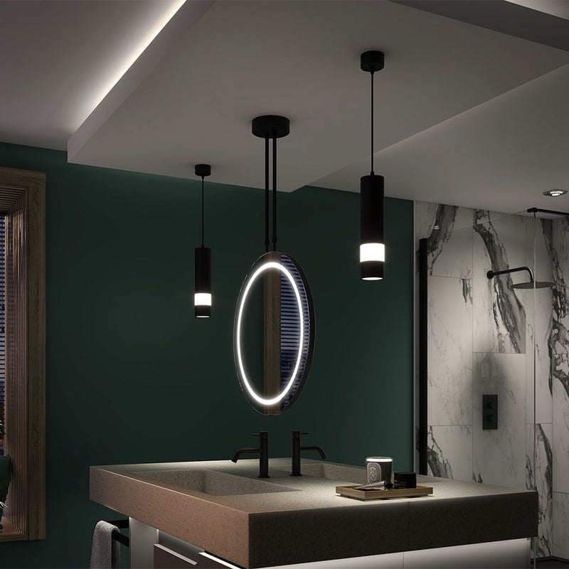 Ivy Two Sided Hanging Bathroom Mirror, Matt Black, Adjustable Height