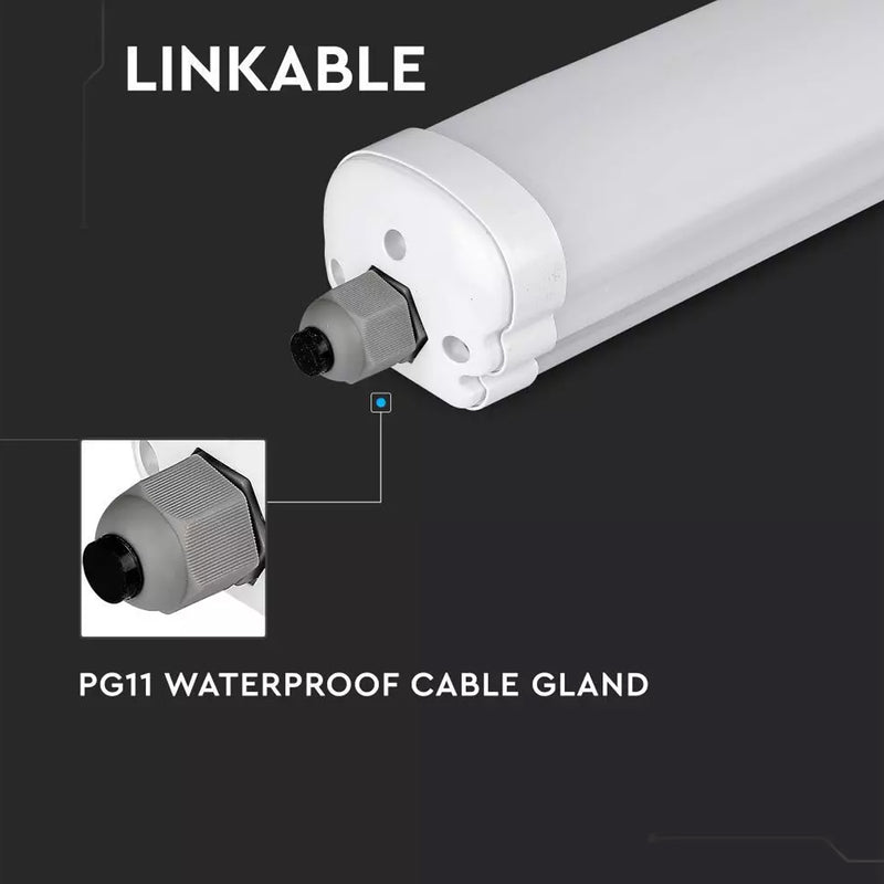 5FT LED IP65 Batten Light PG11 Waterproof Cable Gland