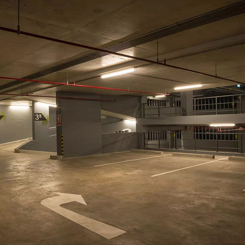 Carpark with 5FT LED Waterproof IP65 Batten Lights