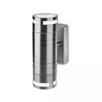 Twin GU10 Wall Light Fitting, Stainless Steel, IP44 Up/Down
