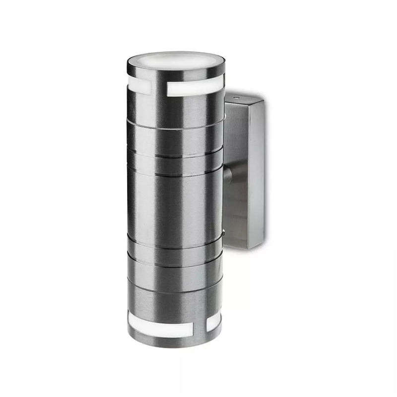 Twin GU10 Wall Light Fitting, Stainless Steel, IP44 Up/Down - Simple Lighting