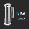Dust and Moisture-Resistant Twin GU10 Wall Light Fitting, Stainless Steel, IP44 Up/Down
