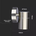 Full Dimension of GU10 Wall Light Fitting, IP44, Stainless Steel Body