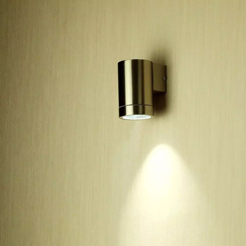 Installed View of GU10 Wall Light Fitting, IP44, Stainless Steel Body