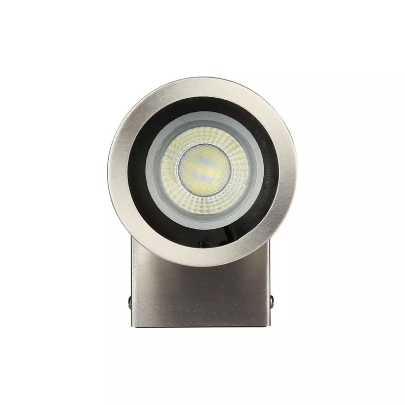 Front-facing view of GU10 Wall Light Fitting, IP44, Stainless Steel Body