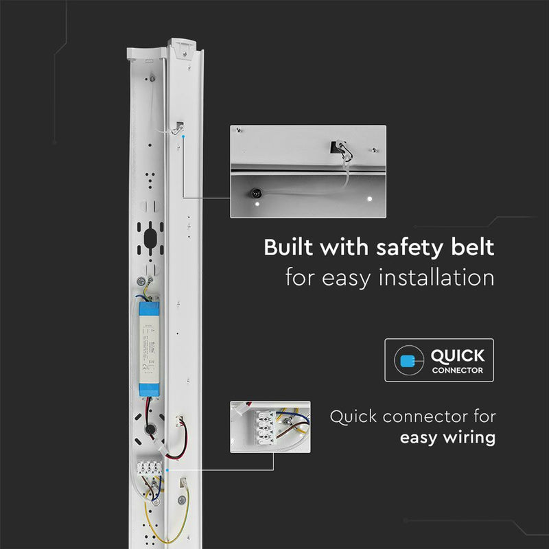 50w LED Batten Light, 1500mm, 5FT Built with Safety Belt for Easy Installation