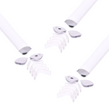 Three sets of corner mounting aluminium LED profiles with white diffusers laid out on a white surface with their included mounting brackets and end caps.