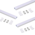 Three sets of aluminium profiles with milky white diffusers and silver finish, along with two brackets and end caps for each profile.