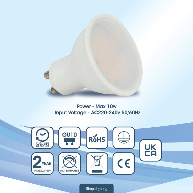 GU10 bulb with tech specs