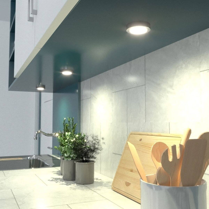 Mains Powered Brushed Chrome Under-Cabinet Light Kitchen 2 Natural White