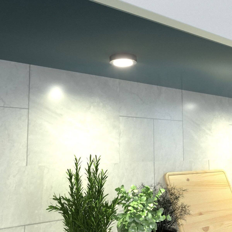 Mains Powered Brushed Chrome Under-Cabinet Light Kitchen 1 Warm White