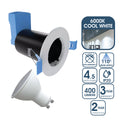 fire-rated downlight with cool white bulb