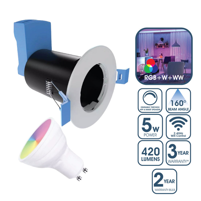 white downlight with a smart bulb