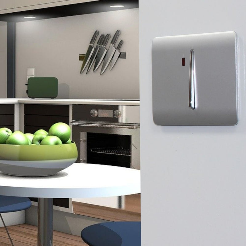 mounted 1 gang light switch in silver