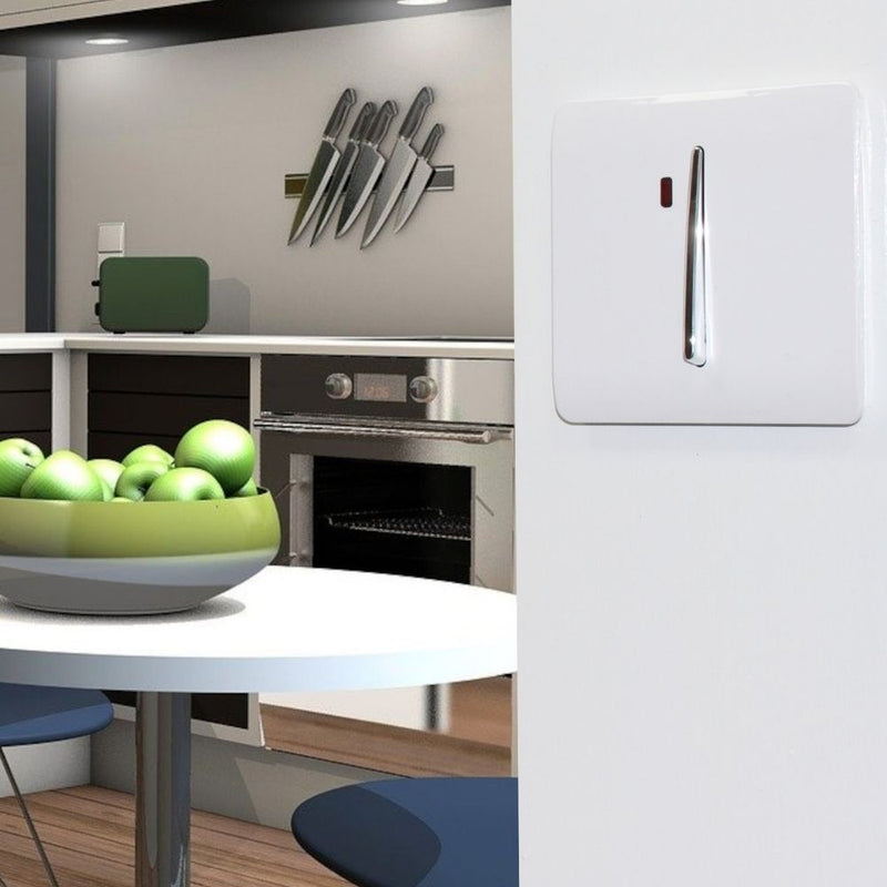 mounted 1 gang switch with neon inset in white