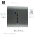 single gang light switch in silver with details