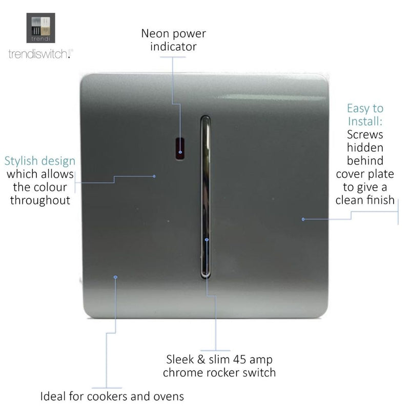 single gang light switch in silver with details