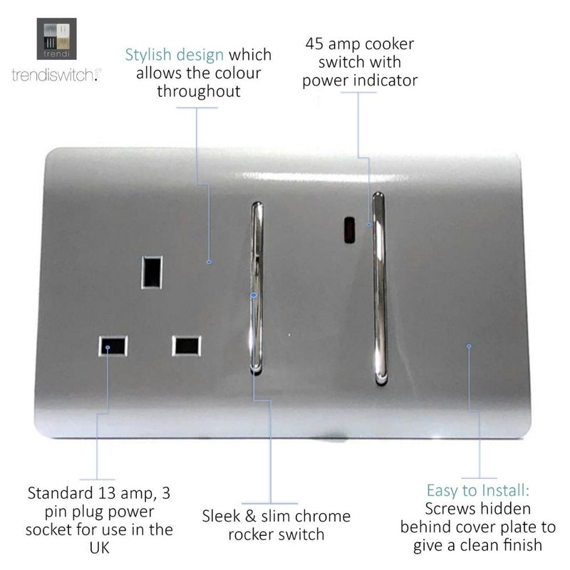 switch socket panel in silver with details