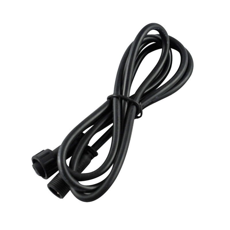 white background with close up image of a black extension cable tied in the middle