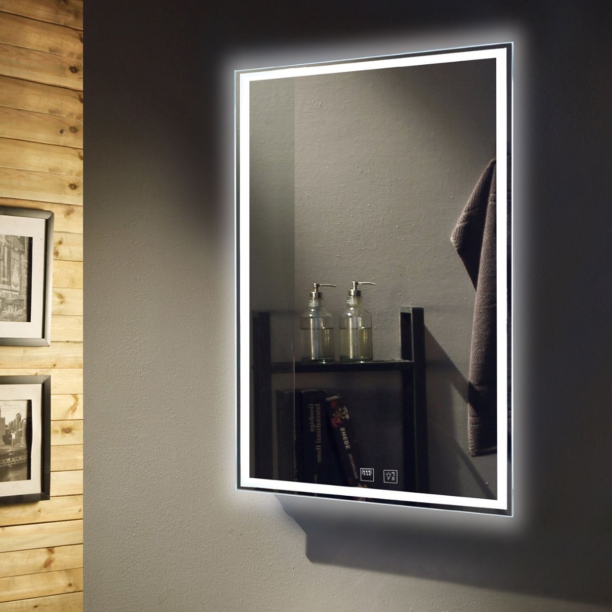 Mirrors with led store lights in them