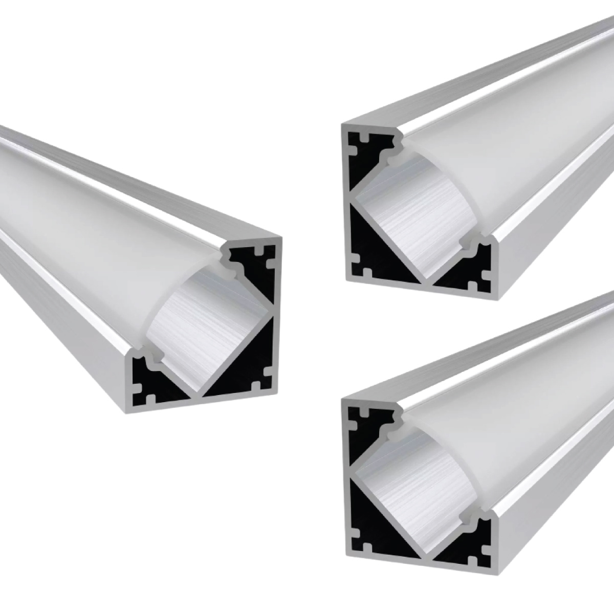 View Pack of 3 Corner Aluminium LED Profiles Angled 45 Degree 1M information