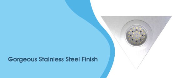 1.8w Triangle LED Cabinet Light - Gorgeous Stainless Steel Finish