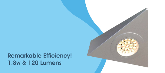 1.8w Triangle LED Cabinet Light - Remarkable Efficiency! 1.8w & 120 Lumens