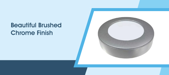 2.6w Round Brushed Chrome Under Cabinet Light - Beautiful Brushed Chrome Finish