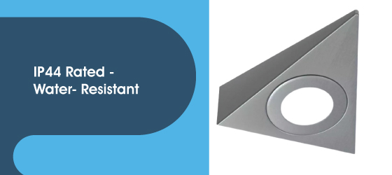2.6w Triangle Brushed Chrome Under Cabinet Light - IP44 Rated - Water- Resistant