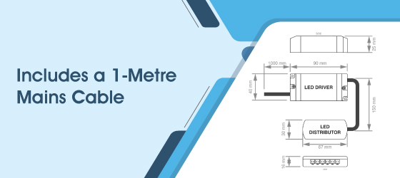 8w LED Driver - Includes a 1-Metre Mains Cable