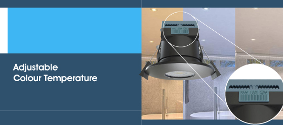 Black CCT Fire-Rated LED Downlight - Adjustable Colour Temperature