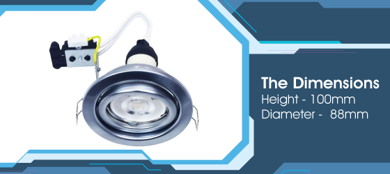GU10 Brushed Chrome Tilt Downlight - The Dimensions