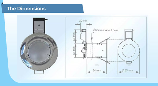 GU10 downlight -the dimensions