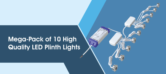 Pack of 10 LED Plinth Lights, 0.6w - Mega-Pack of 10 High Quality LED Plinth Lights